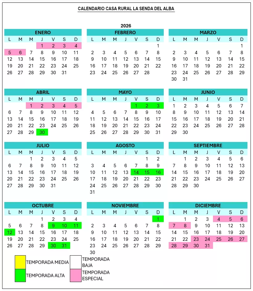 Calendario La Senda del Alba